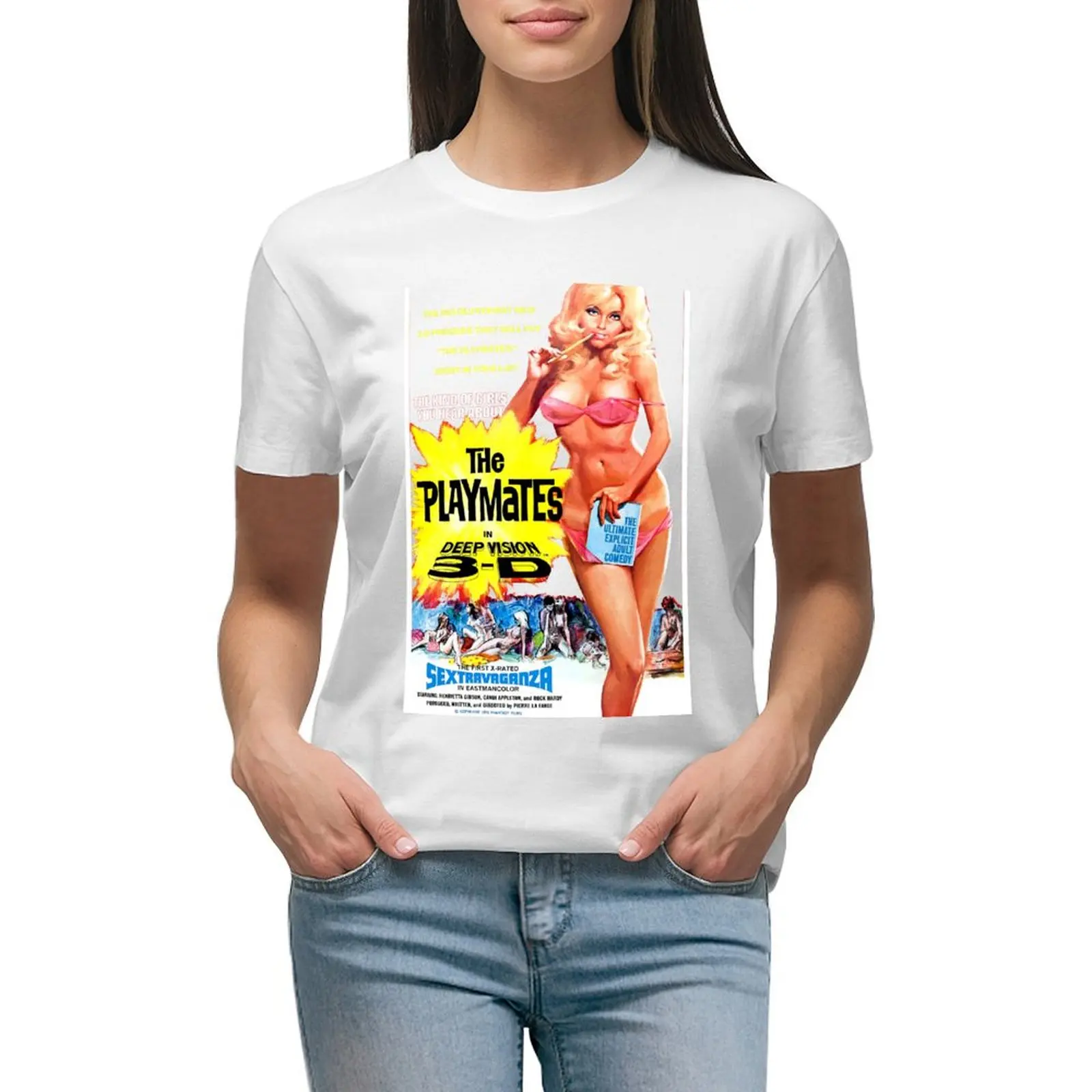 

THE PLAYMATES Deep Vision 3D T-shirt hippie clothes summer tops funny korean Women's clothes