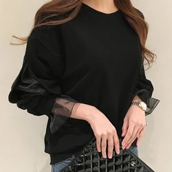 Pulôver primavera feminina coreano malha costura raglan mangas cor sólida solta em torno do pescoço camisola casual manga longa