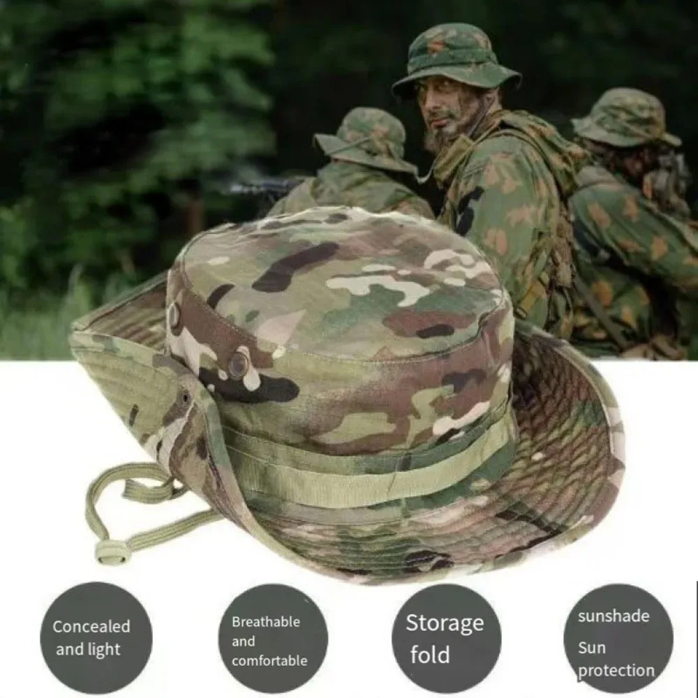 Tactical Camouflage Fishing Cap Military Hat Army Caps Men Women Outdoor Sports Sun Boonie Bucket Hiking Hunting Climbing Hats - Image 3
