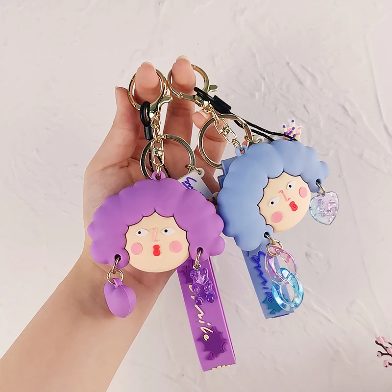 Short Pendant Cartoon Popular Girl Cute Headshot Pendant Mobile Phone Lanyard Keychain Tag Pendant Hand-woven Anti-lost Pendant