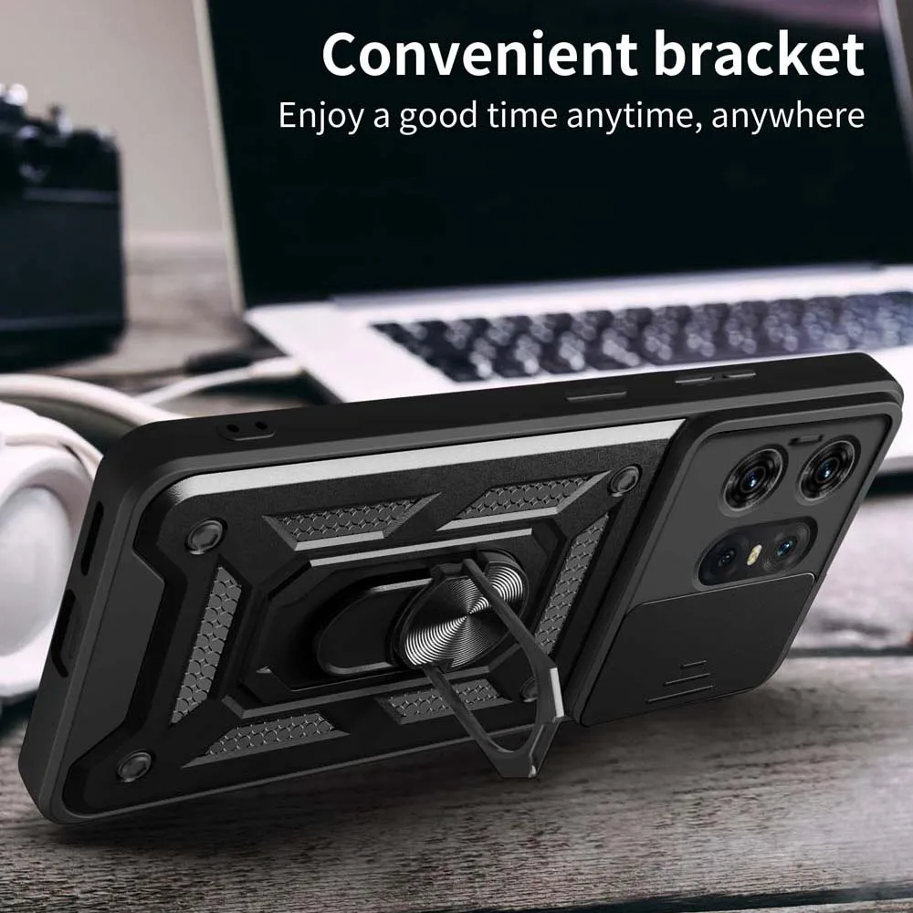 Enhanced Slide Camera Lens Protector Armor Case with Military Grade Bumpers and Ring Cover