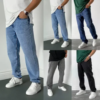 2022 Autumn Denim Casual Jeans For Teenage Boys Cross-Border Stock European American Style Leisure Commuting