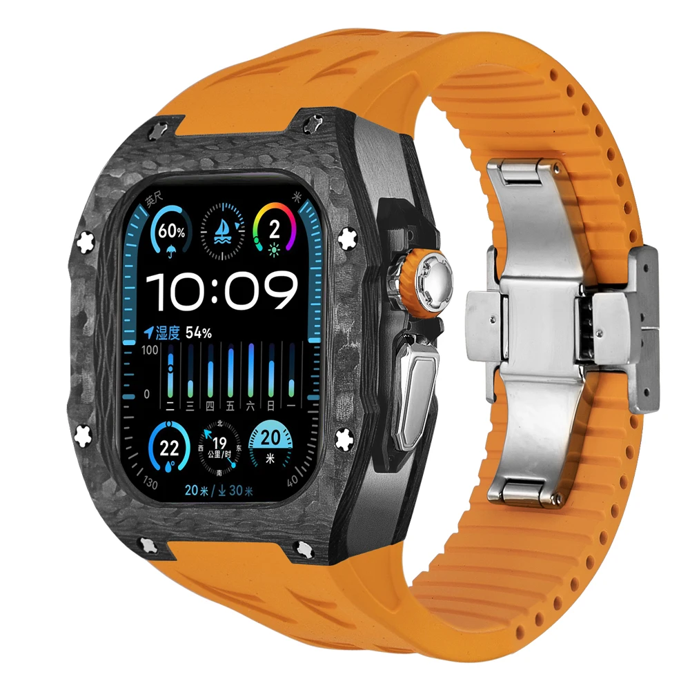 애플 워치 울트라 49mm 수정 키트, 탄소 섬유 케이스, 럭셔리 패션 보호, iWatch 울트라 2 모드 키트 케이스, 스트랩 애플워치울트라케이스