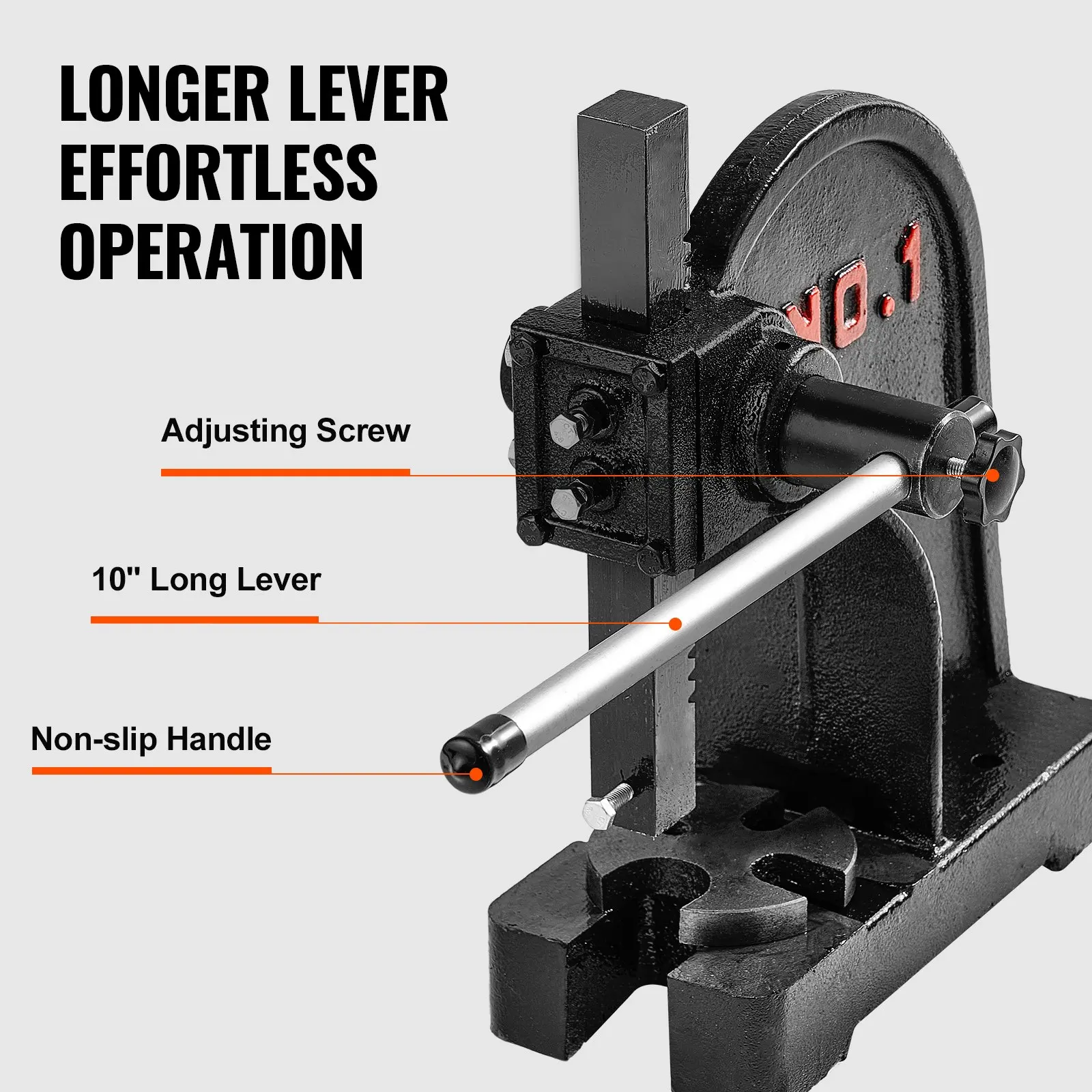 Arbor Press, 1 Ton Manual Arbor Press, 5.9" Maximum Height, Cast Iron Heavy-duty Manual Desktop Precision Hand