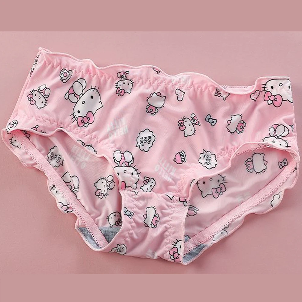 Y2K Hello Kitty 2Pcs Underwear Set Sanrioed Women Anime Kawaii Cotton Small  Breasts Bra Underpants Cartoon Student Sweet Girl