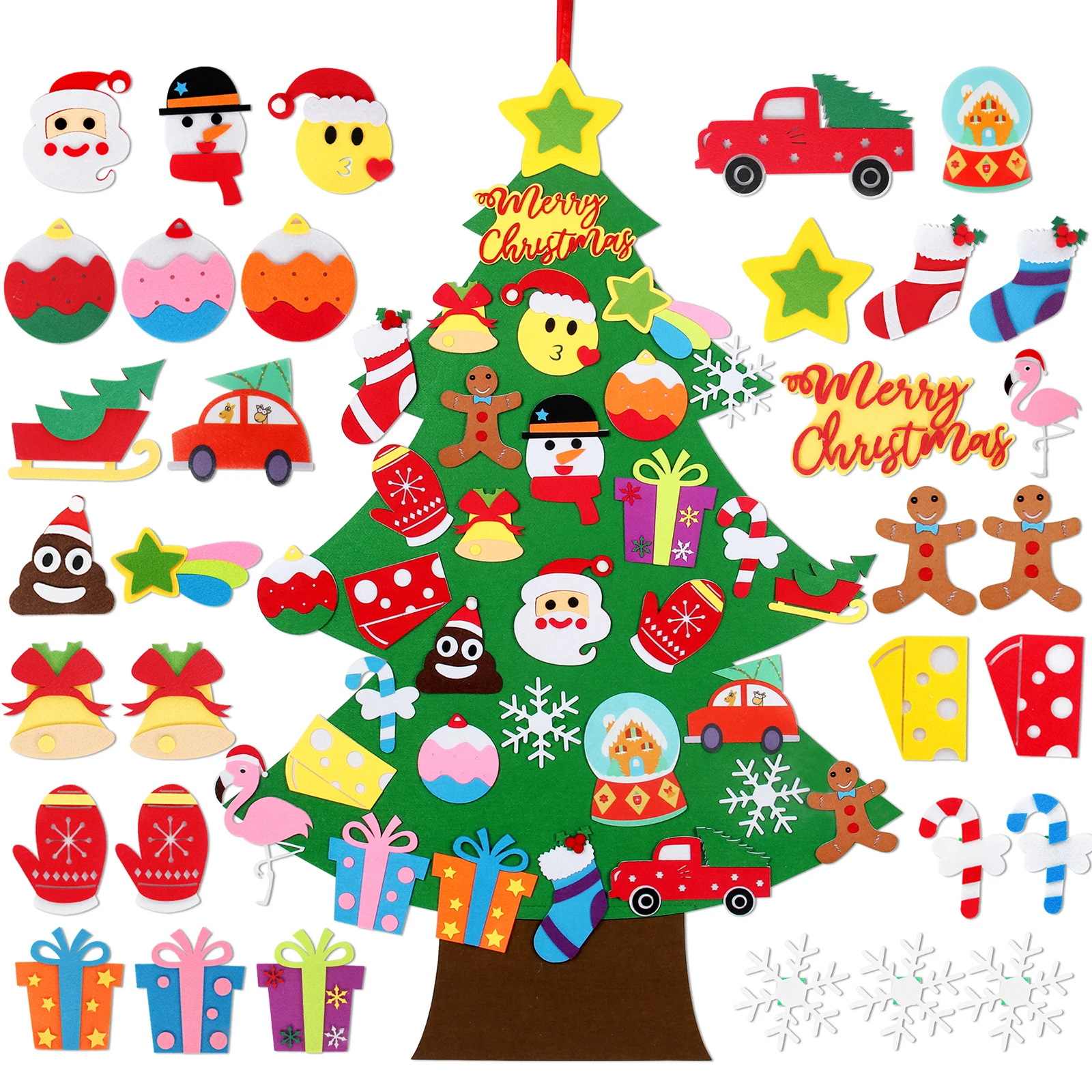 Christmas Tree Ornaments DIY Felt Christmas Tree Merry Christmas Decorations For Home Cristmas Ornament Xmas Navidad Gifts Santa Claus New Year Tree