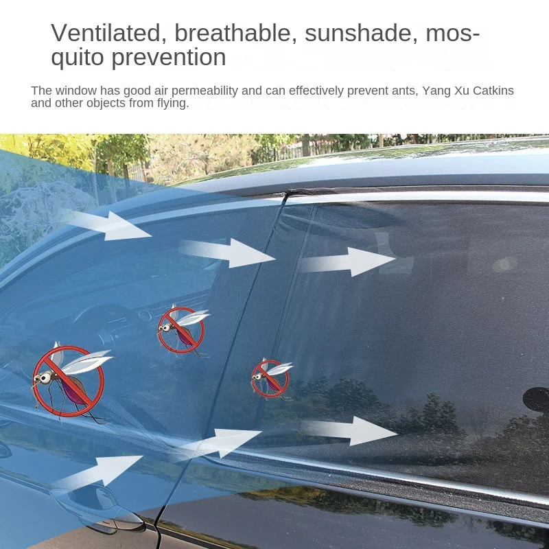 New 2pcs Car Rear Side Window Sunshade UV Protect Shield Mesh Prevent Mosquito Sunshine Privacy Protection Foldable Curtain