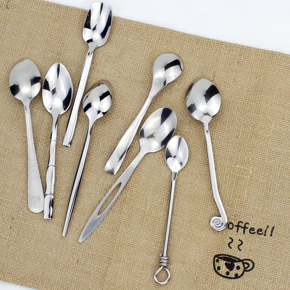 Tea Spoons Dessert Spoons Stainless Steel Mirror Polish Flavour Spoon Stirring Scoops Handy Utensils Silverware