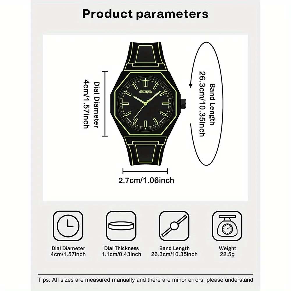 Fashionable Men's Simple Watch Date Function Preppy Style Quartz Wrist Watch - Silicone Strap,(Gift box does not include)