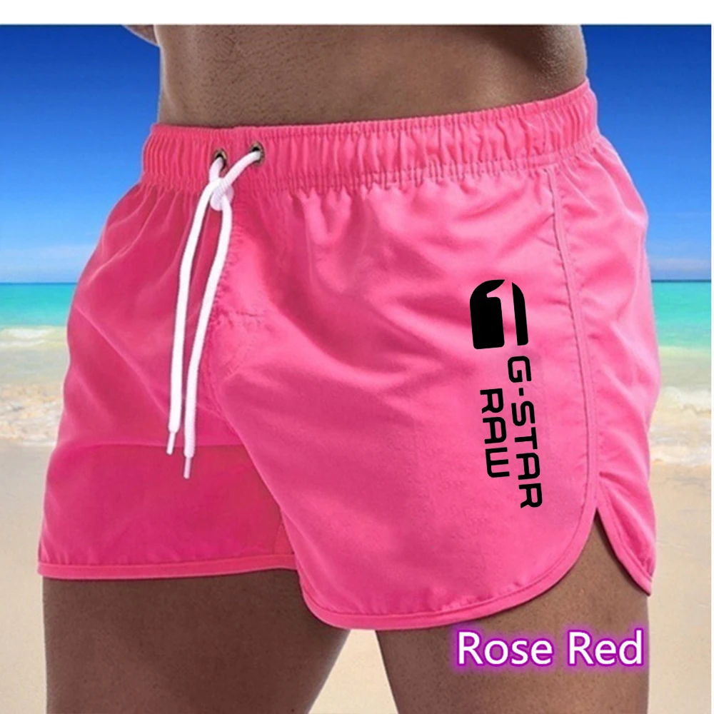 New men's quick drying and breathable beach swimming pants with multi-color printed sports and fitness shorts for external wear 2