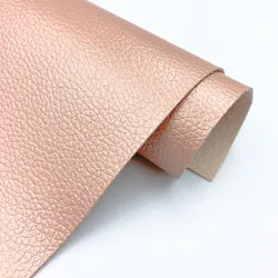 Premium 20x30cm Litchi Pattern PU Leather Fabric - Waterproof Faux Leather for Sewing & DIY Projects (20 Rose Gold)