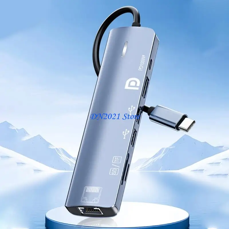 F3KE 여행 친화적인 USB 유형 C 다기능 장치 60Hz 1.4 100W 급속 전력 RJ45 연결 및 Portabili용 카드 액세스