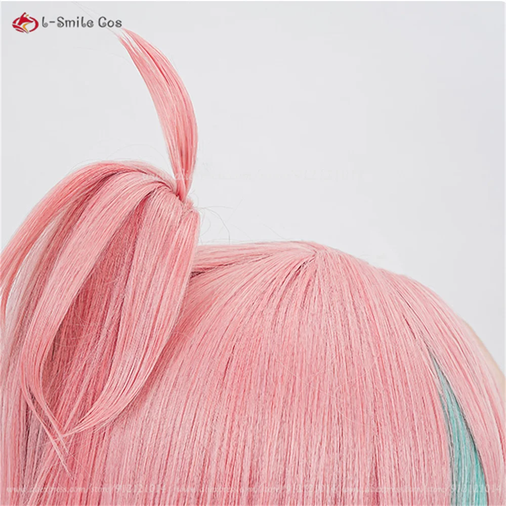 HSR Rappa Cosplay Perücke 100cm Zopf Pink Highlights Hitzebeständig Synthetik + Perückenkappe 7