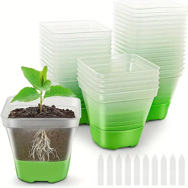 30 PCS 3.1 inch Reinforced Clear Nursery Pots , Plant Nursery Pots with Silicone Base for Easy Transplant