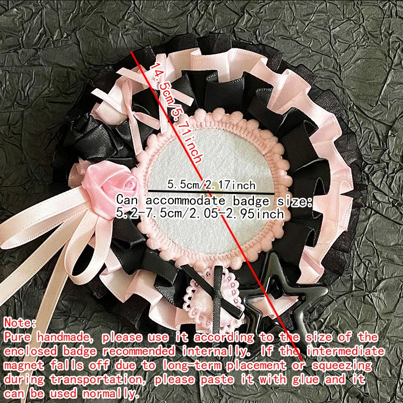 귀엽고 예쁜 리본형 원형 배지 홀더, 배지, 핀, 원형 메달, 별 모양 및 장미 모양 DIY 애니메이션 캐릭터 배지 디스플레이, 데스크탑 장식에 적합하며, 반 친구들, 친구들, 절친들, 할로윈, 부활절, 개학