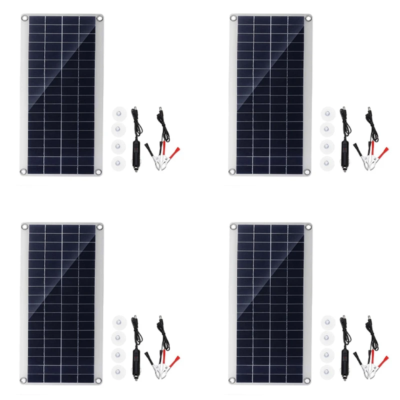

4X 30W Solar Panel Portable Dual 12/5V DC USB Fast-Charging Waterproof Emergency Charging Outdoor Battery Charger