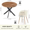 3 Pieces Dining Table Set for 2, Home Kitchen Round Dining Table with Thick Tabletop and 2 Upholstered Arm Chairs 6