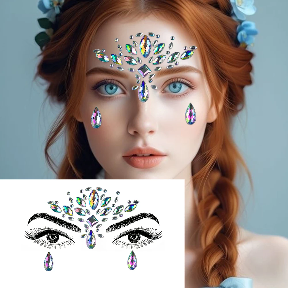 Sparkling Rhinestone Face Tattoo Stickers