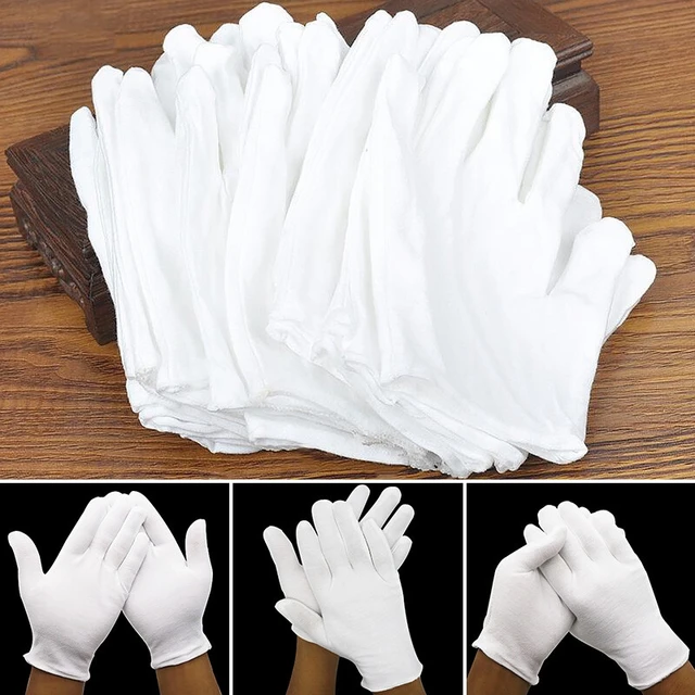 24PCS White Cotton Work Gloves Breathable Soft Cloth Liners Safety Gloves for Men Women Gardening Jewelry Coin Silver Warehouse 4