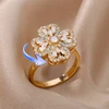 Bagues de mariage rotatives à quatre trèfles pour femmes, anneau d'anxiété Anti-Stress en acier inoxydable, bijoux esthétiques réglables
