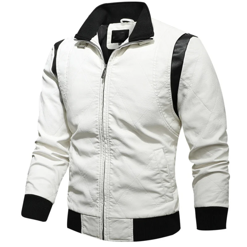 High Quality Men Leather Jacket Scorpion Embroidery Streetwear Windproof Motorcycle Biker Stand Collar Mens PU Leather Jackets 2