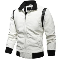 High Quality Men Leather Jacket Scorpion Embroidery Streetwear Windproof Motorcycle Biker Stand Collar Mens PU Leather Jackets 2