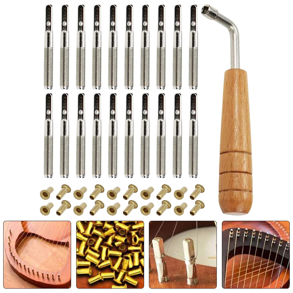 Harp Musical Instrument 1 Set of Professional Lyre Part Harp Sturdy String Nails Lyre Pegs Harp Slack Adjuster Tools Replacement Accessories