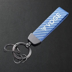 Carbon Fiber Textured Leather Motorcycle Keychain Accessories (Blue)