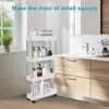 YSSOA Rolling Storage Cart, 4 Tier Slim Mobile Shelving Unit for Storage,360° Rotating Wheel Lockable Utility Cart,Great for Off 3