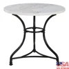 Furniture Marble Bistro Table Height Adjustable Round Top Black Iron Base Dining Room Kitchen Small Space Home Decor 1
