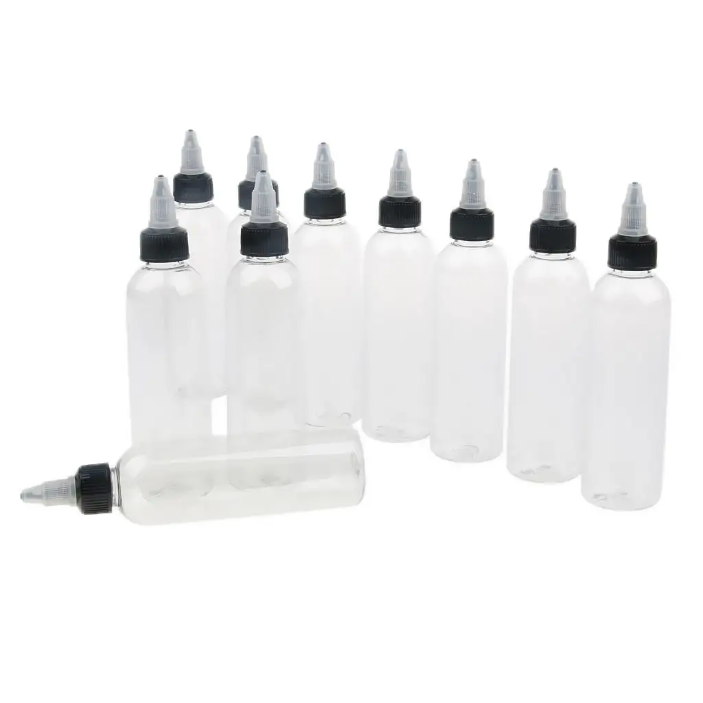 어플리케이터 포함 플라스틱 빈 병, 깍지 디자인, 액체 드립 및 주입이 용이, 10 개, 4oz(120mL)