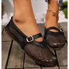 New 2024 Hollowed Out Women's Flat Shoes Leather Buckle Spring and Summer Fashion Moccasins Mary Jane Ballet Flats Women 6