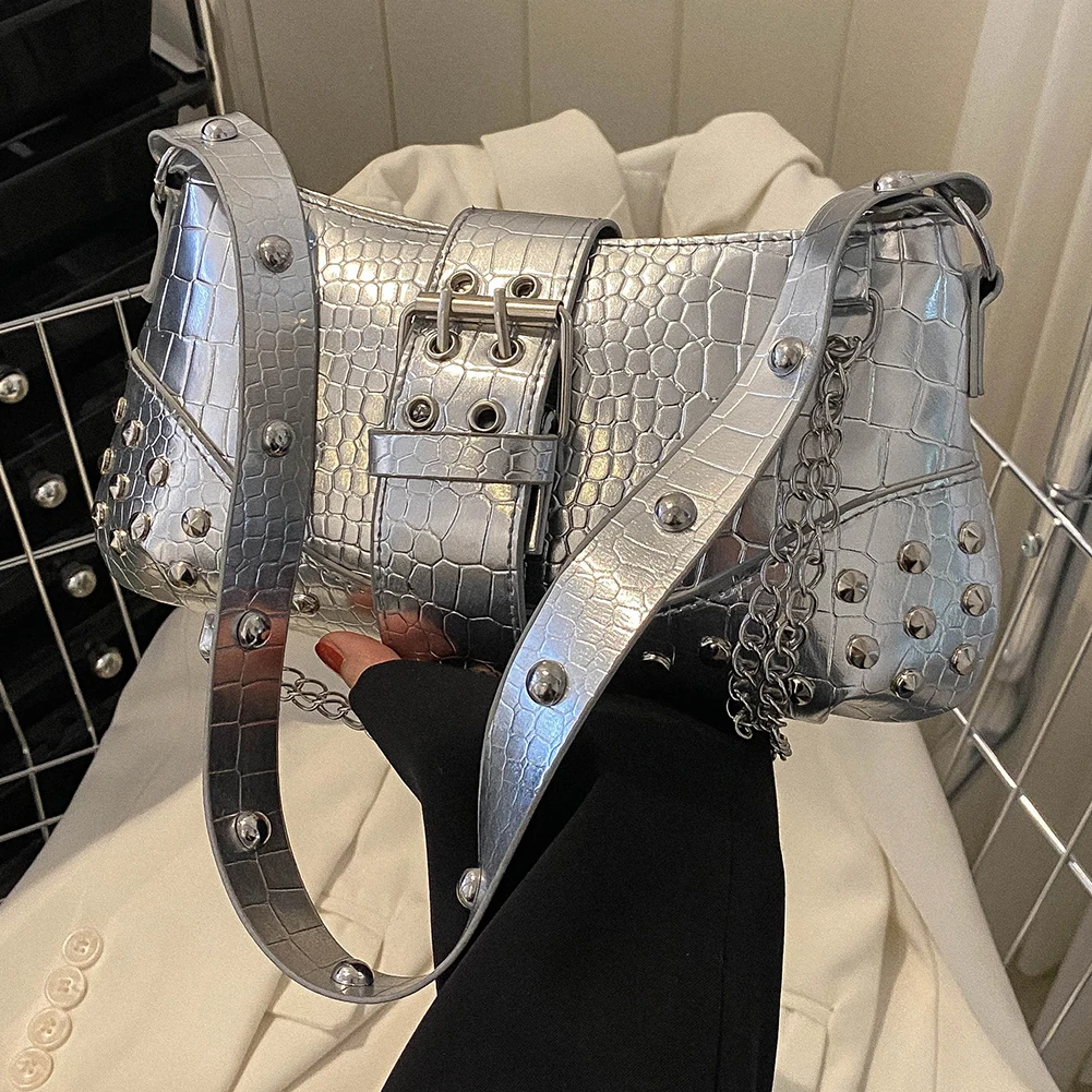 Y2K Crescent Hobo Bag – Studded PU Leather, Shoulder Or Crossbody, Cute Vintage Purse - View #10