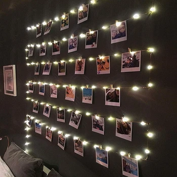 Guirnalda de luces LED con Clip para fotos, guirnalda de luces alimentadas por batería USB/AA, para dormitorio, Navidad, fiesta, boda, decoración