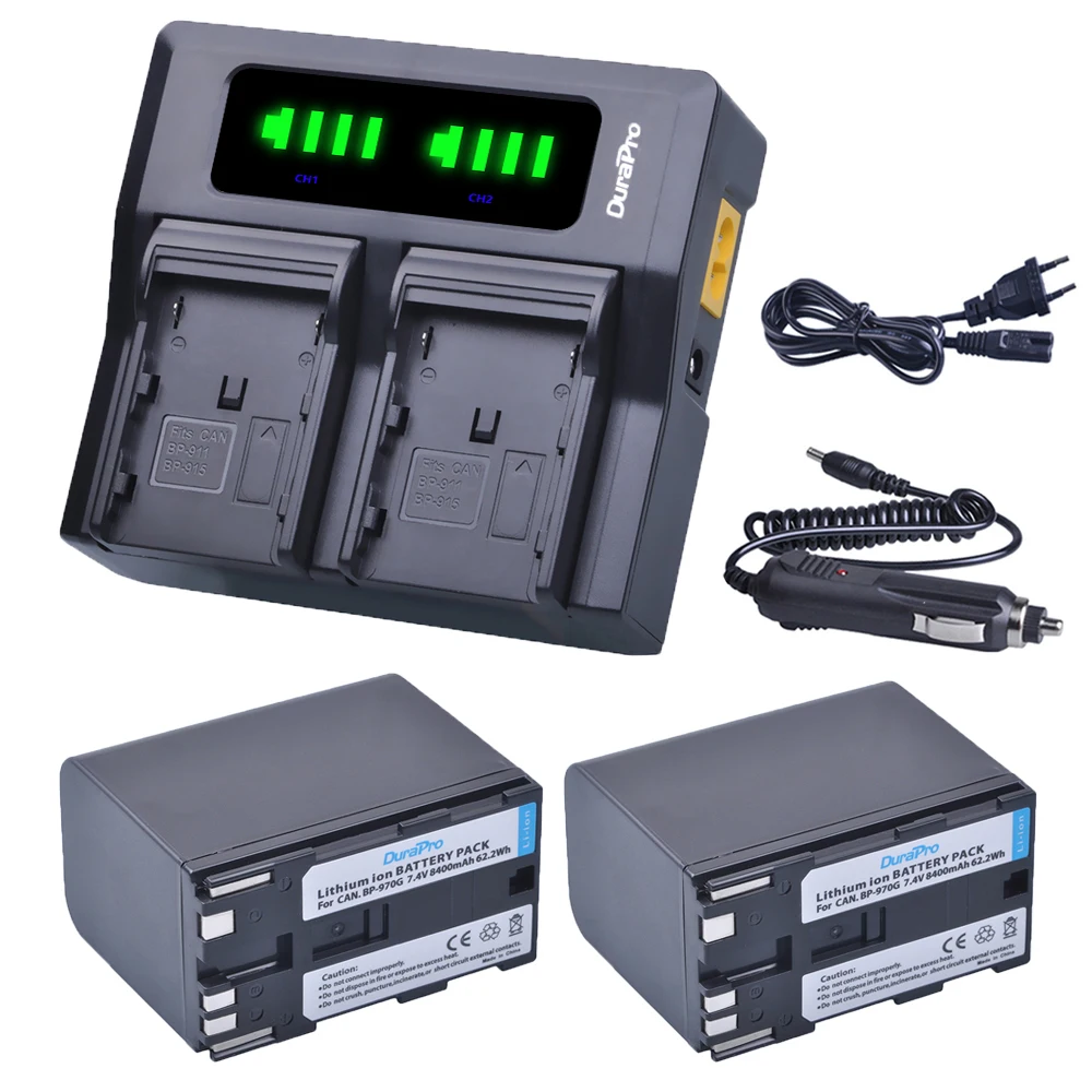 Durapro 8400Mah Bp-970G Bp 970G Bp-975 Batteria + Led Dual Quick Charger Kit Per Canon Eos C100,Mark Ii, Eos C300, Xf100, Xf105