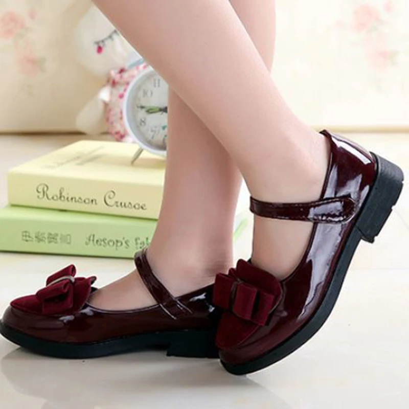Children Synthetic Leather Mary Jane Little Girl Princess Shoes Soft Soled Bow Single Shoes 5