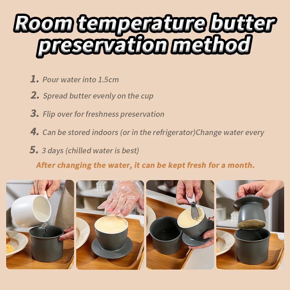 Butter Container Butter Crock With Lid Scraper Bottom Anti Slip Smooth Edges French Ceramic Dish For Kitchen Restaurant