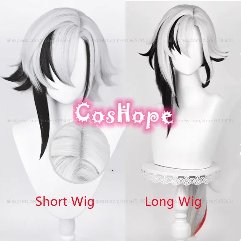 Arlecchino Cosplay Wig cosplay prop Knave Fatui Cosplay White Black Wig Anime Wigs Heat Resistant Synthetic