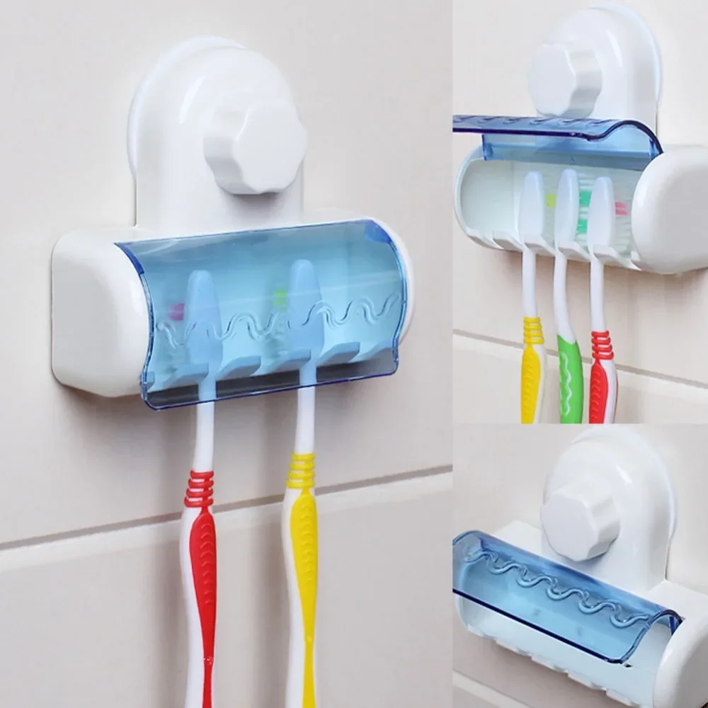 Toothbrush Spinbrush Plastic Suction 5 Toothbrush Holder Wall Mount Stand Rack Home Bathroom Accessories