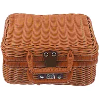 Imitation Rattan Box Simulated Handwoven Case Storage Baskets Retro Style Suitcase Duvet Wicker Picnic Hamper Toy 1