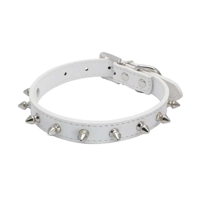 1pc Cool Cat Dog Collar Leather Spiked Studded Collars For Small Medium Colorful Pets Necklace Dogs Cats Neck Strap Pet Products 4
