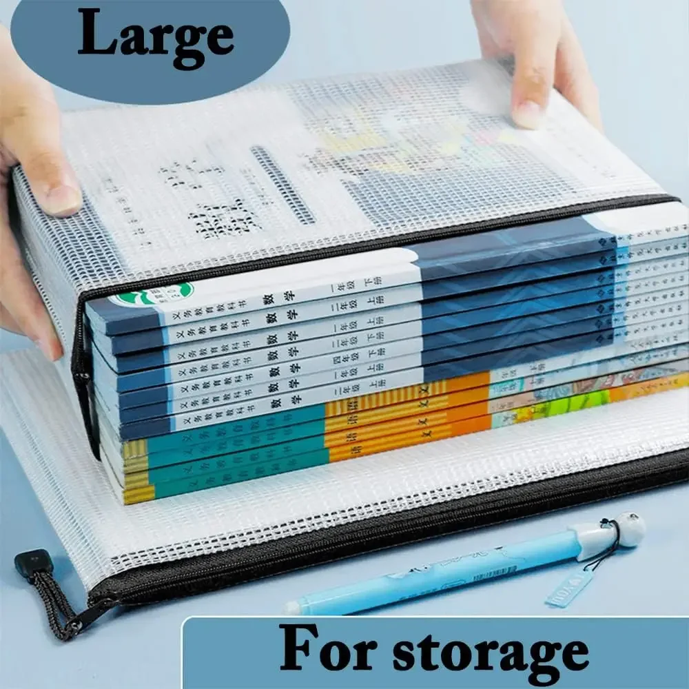 3/5PCS 편지지 보관 가방 폴더 파일 메쉬 지퍼 주머니 A3 A4 A5 A6 문서 가방 우편 파일 폴더 학교 사무용품