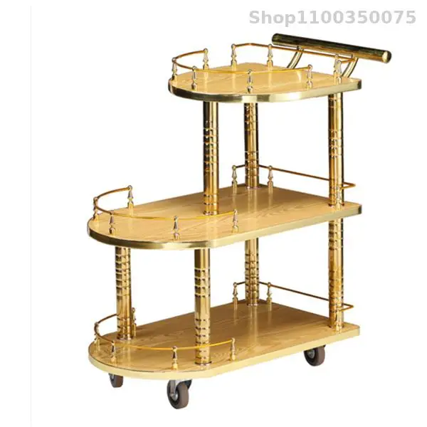 Restaurant double-decker wine cart hotel mobile trolley food delivery cart commercial tea dessert 4s shop snack
