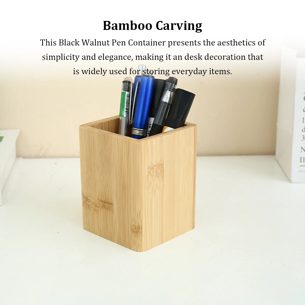 Wooden Stationery Organizer Square Pen Holder Desk Decoration Stationery Brushes Offices