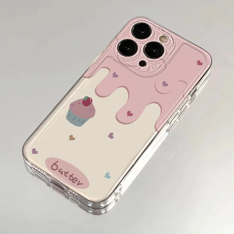 Pink Melting Ice Cream Cake Phone Case Cover - Playful Design