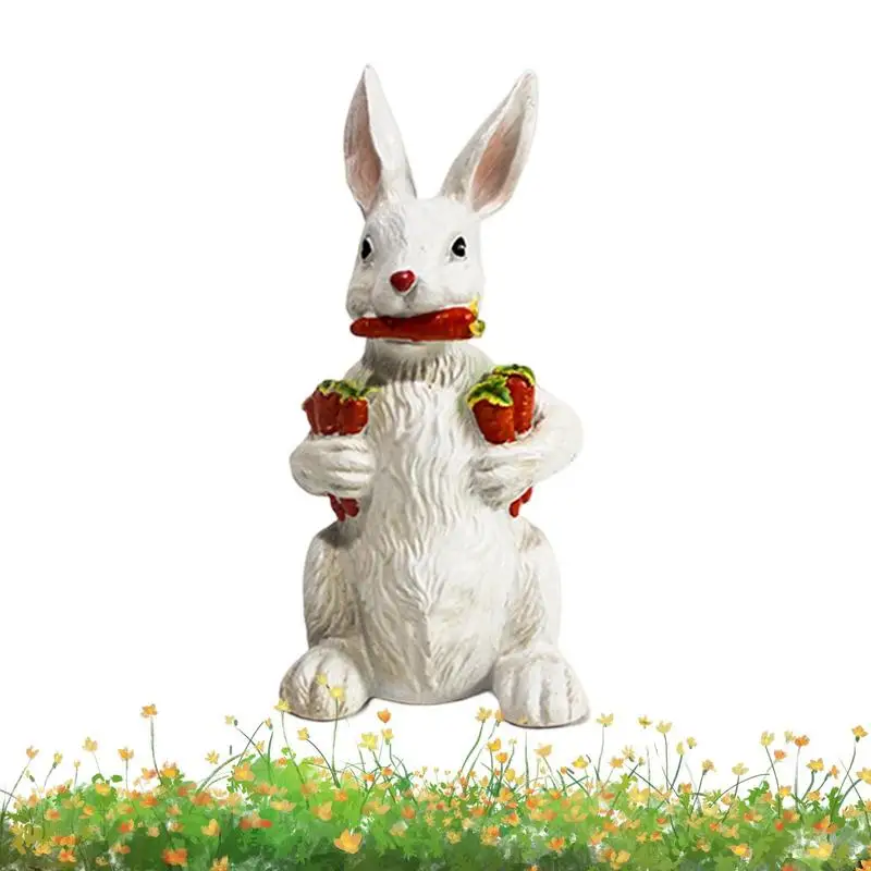 

Rabbit Figurines Resin Rabbit And Carrot Statue Easter Decorations Family Bunny Figurines Sitting Bunny For Home Farmhouse