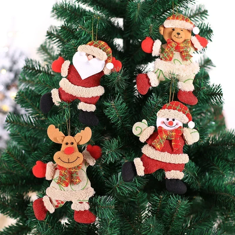 Merry Christmas Plush Doll Ornaments Santa Claus Snowman Elk Pendant Xmas Tree Hanging Decorations Festive Party New Year Decor