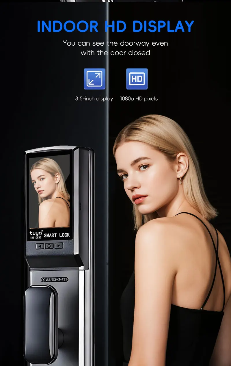 SANKESONG Tuya Smart 3D Face Door Lock Security Camera Monitor Intelligent Fingerprint Password Biometric Dual Battery