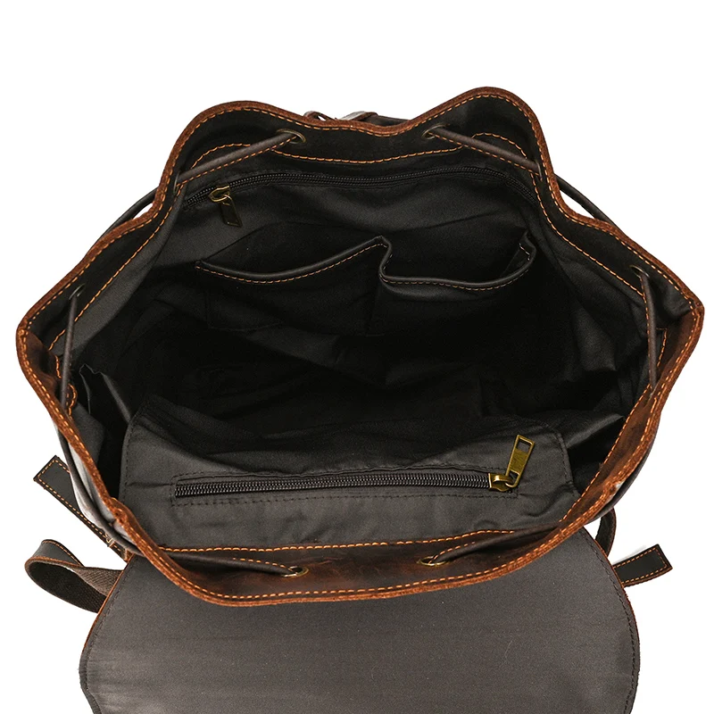 Leather Backpack Travel Pioneer™ - Dark Brown