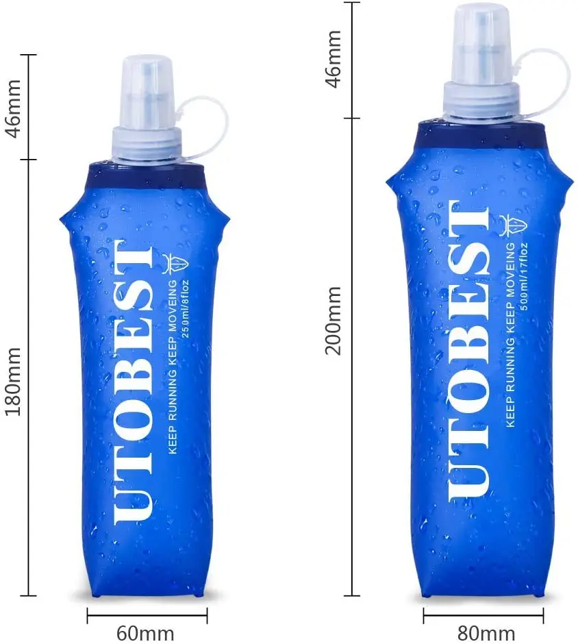 Portable Water Bottle UTOBEST Soft Flask Running Collapsible Water Bottles BPA PVC Free